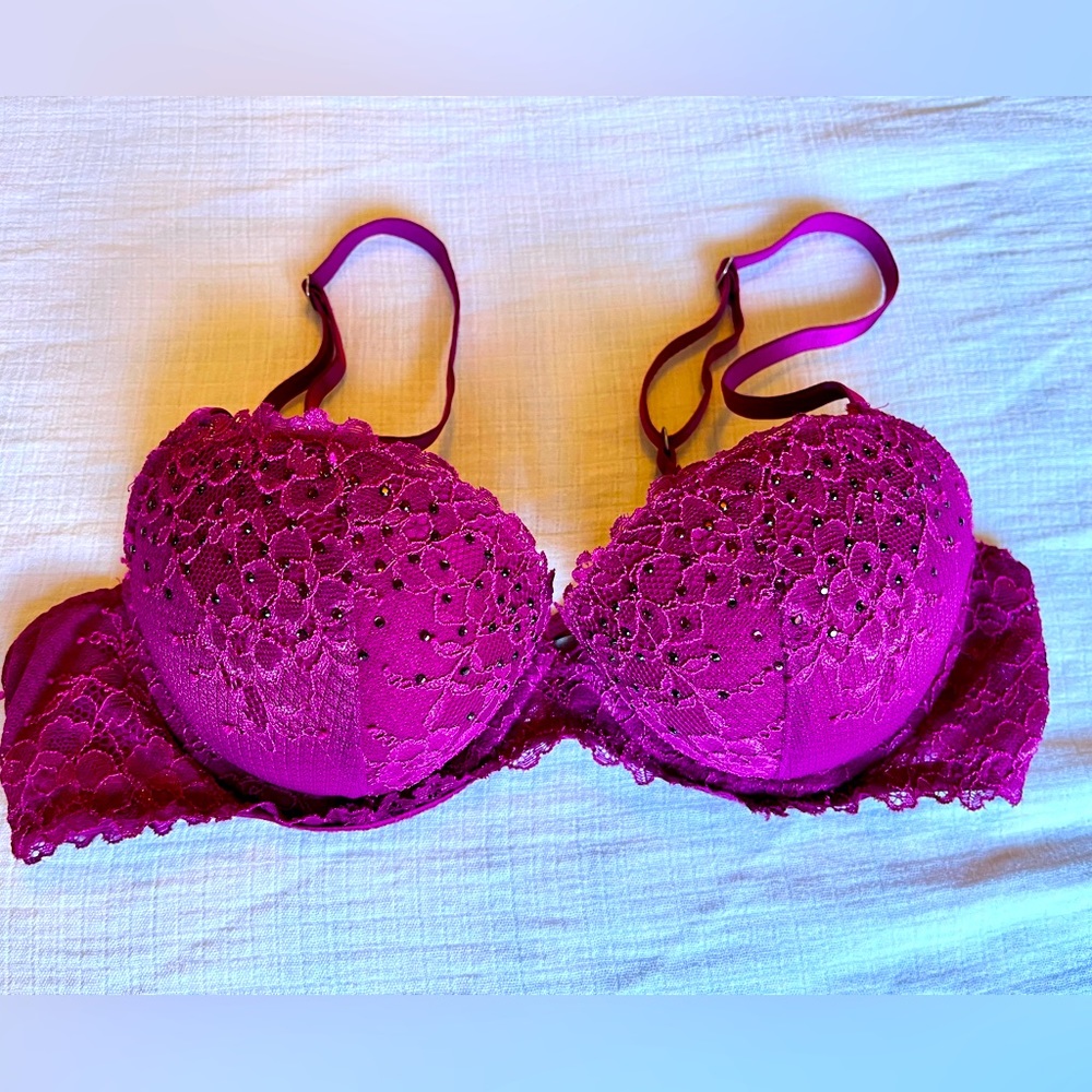 Sparkly purple lace Aerie push-up bra